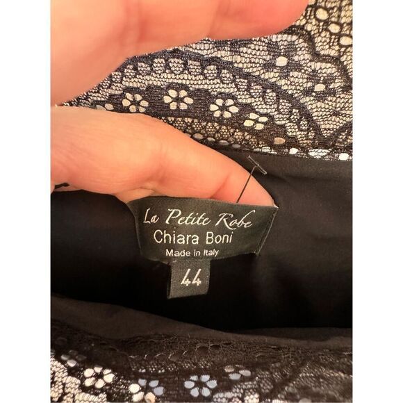 La Petite Robe Chiara Boni Black Lace Off The Shoulders Dress Italian 44 - Picture 4 of 10